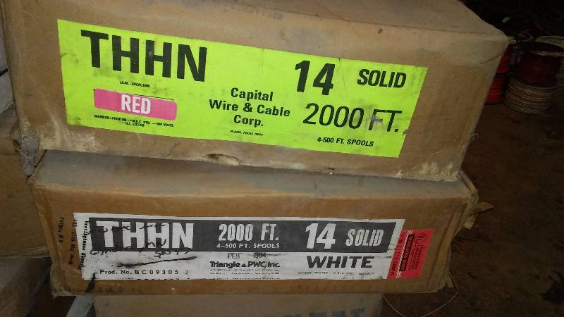 lot 607 image: Wire 14 Solid, 2000 ft. each Red and White