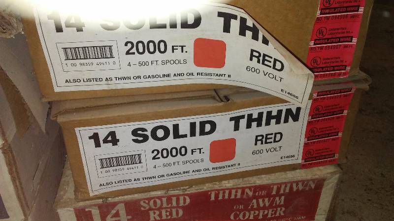lot 609 image: Wire 14 Solid, 2000 ft. Red (2)