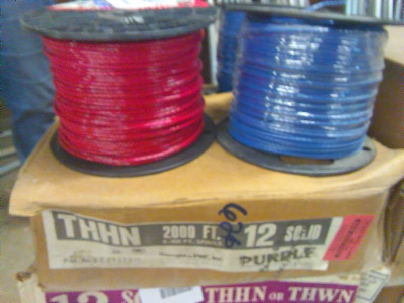 lot 626 image: Wire 14 Solid, 500 ft. each Purple (4) Blue (3) and Red (1)