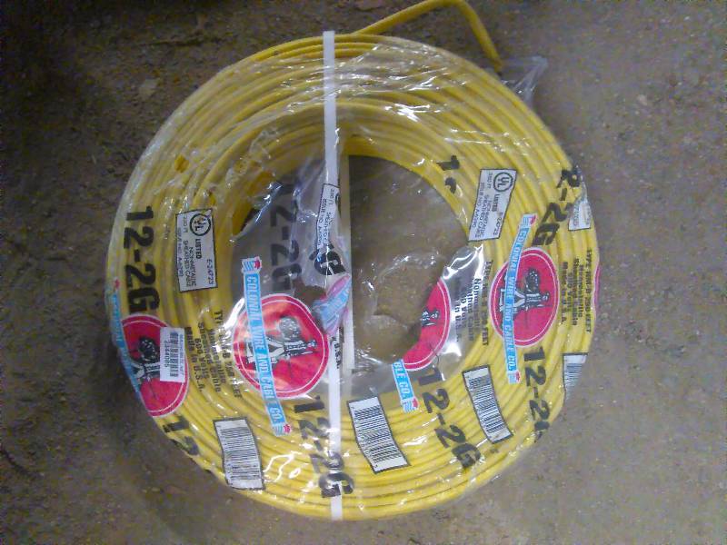 lot 628 image: Yellow Electric Wire 12-2G, 250 ft. New in Wrapping