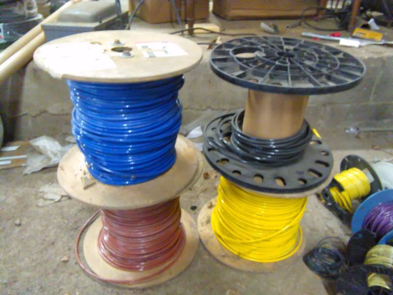 lot 635 image: (4) Misc. Partial Spools (1000 ft. per spool when full) � Yellow, Blue, Brown and Black