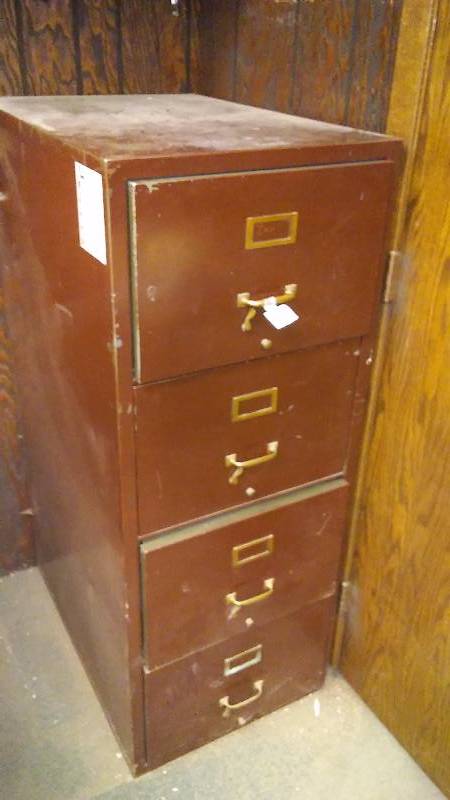 lot 658 image: Fire Rated File Cabinet, Brown 4 Drawer, 52 x 31 x 20 � Inches, No Keys, No locked