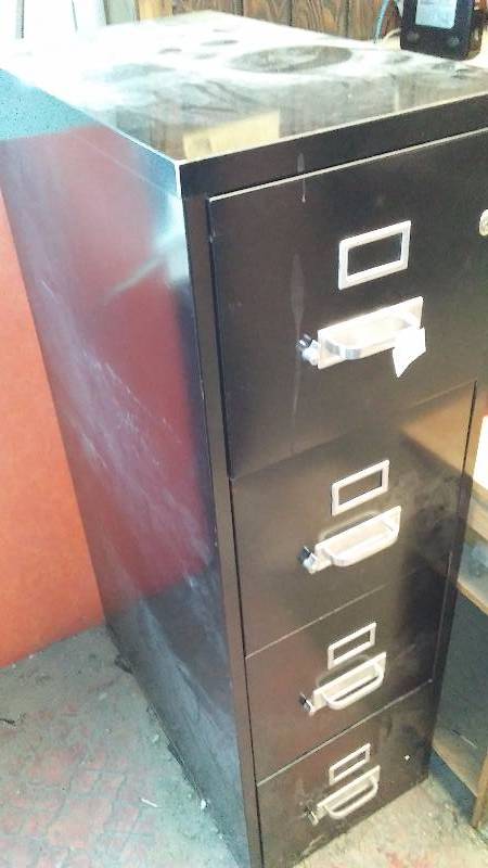 lot 659 image: Fire Rated File Cabinet, HoN Black 4 Drawer, 52 x 30 x 16 � Inches, No Keys, Not locked