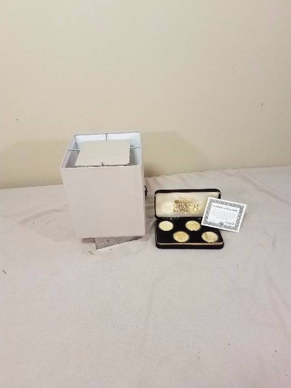Grand Casino Collector Coins and Table Lamp