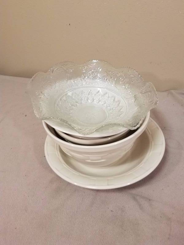 Longaberger Pottery Bowl Set with misc.