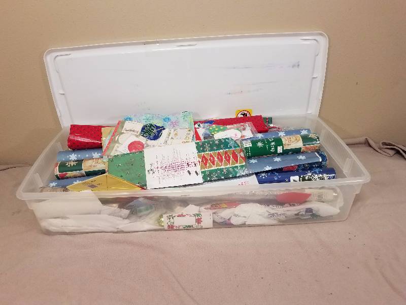 Flat Tote Filled with Christmas Wrapping Paper