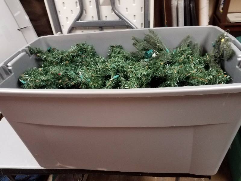 Tote Filled With Lighted Garland
