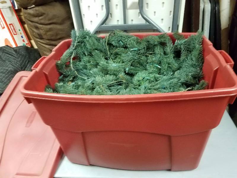 Tote Filled With Lighted Garland
