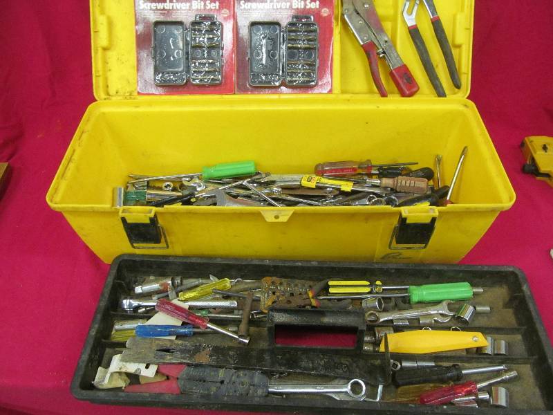 lot 157 image: tool box and tools