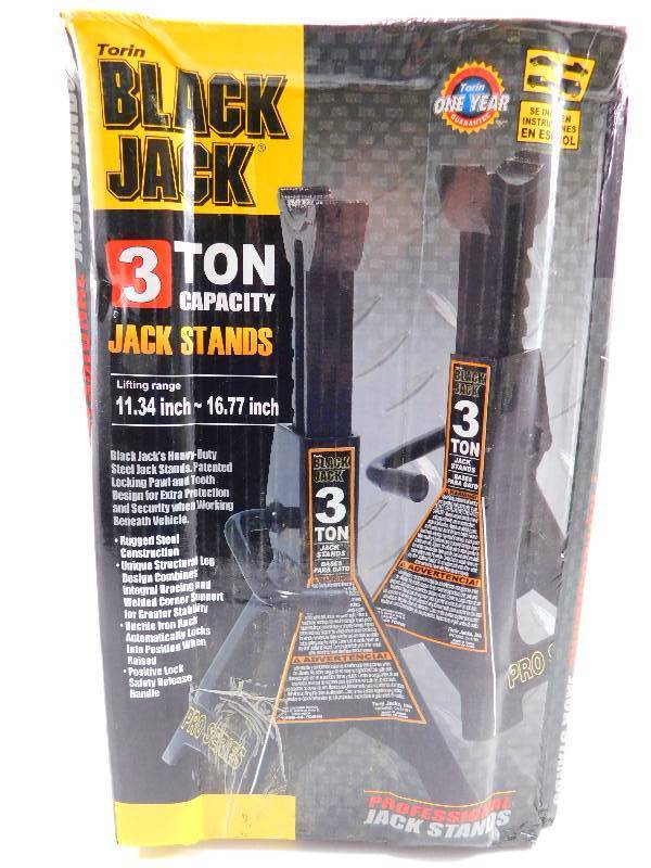 lot 37 image: Torin Black Jack 3 Ton Jack Stands(1 Pair)
