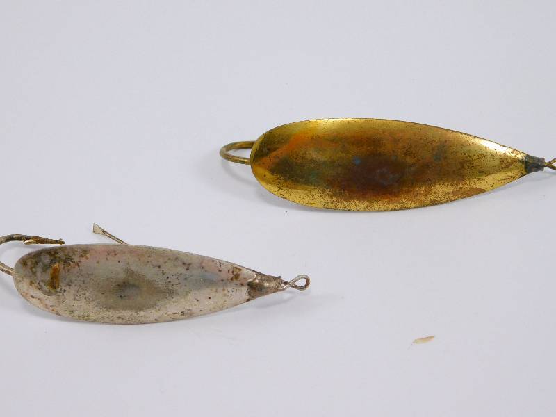 2 Vintage Johnson's Silver Minnow Lures, Vintage Fishing Gear Auction #26
