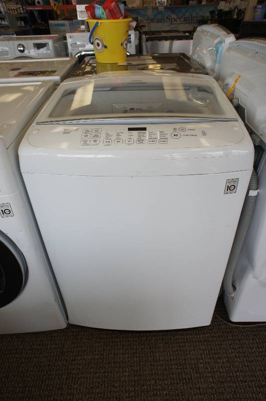 lot 8 image: New - LG WT1501CW 4.5 cu. ft. High-Efficiency Top Load Washer ENERGY STAR  White - Tested Works