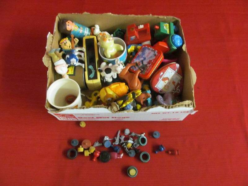 tins, action figures, games pieces
