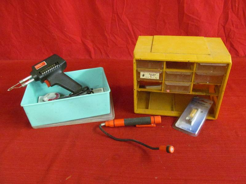 solder iron, organizer, snake light