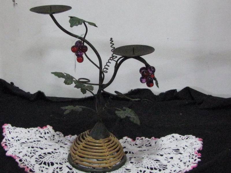 lot 17 image: Metal & Wicker Candle Holder