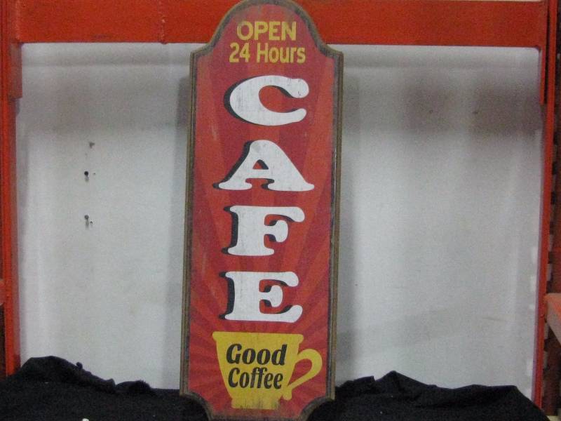 lot 22 image: Wood Cafe & Coffee Sign