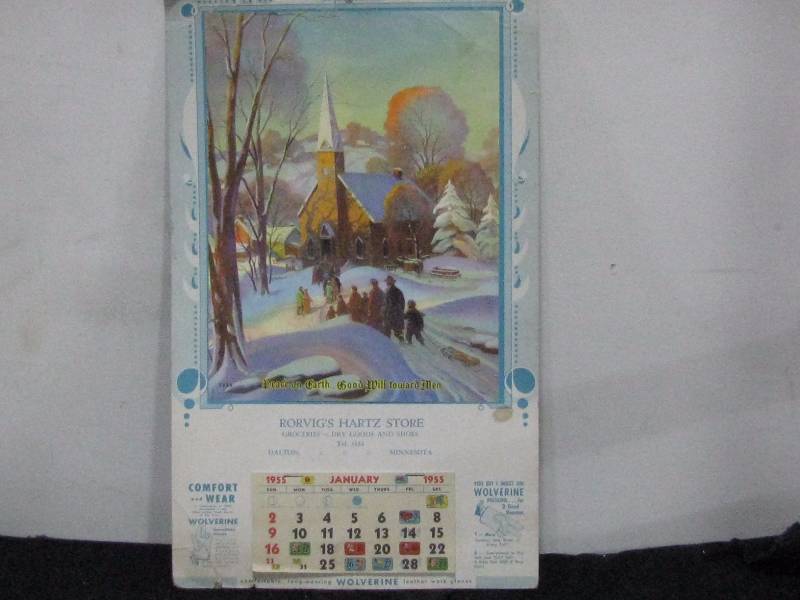 lot 42 image: 1955 Rorvigs Hartz Store Calendar