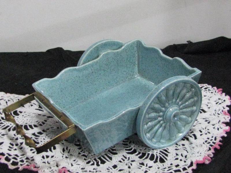 lot 88 image: Red Wing Pottery Flower Pot Cart