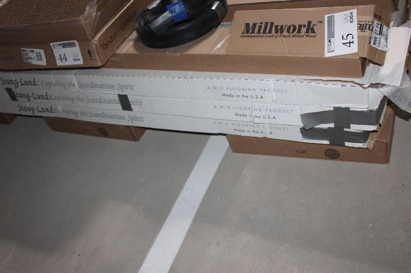 lot 46 image: Lot of (5) Boxes of 4in. Eng. Stang Lund Wood Flooring