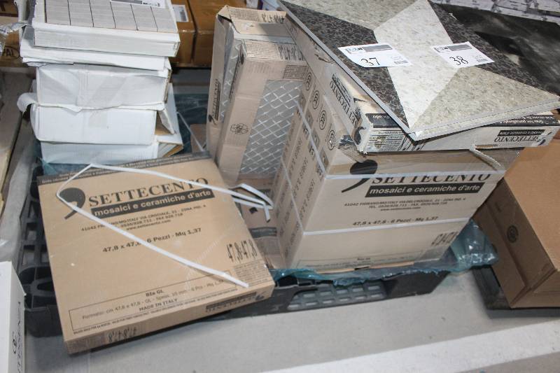 lot 38 image: Lot of (5) Boxes of Italian Settecento Ceramic Tile