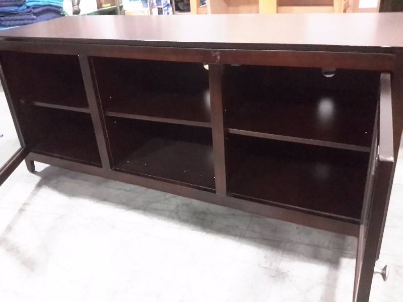 Dark Stained bottom unit. Glass fronts to doors