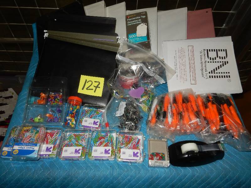 lot 127 image: Pens, Paper Clips and more office supplies as pictured
