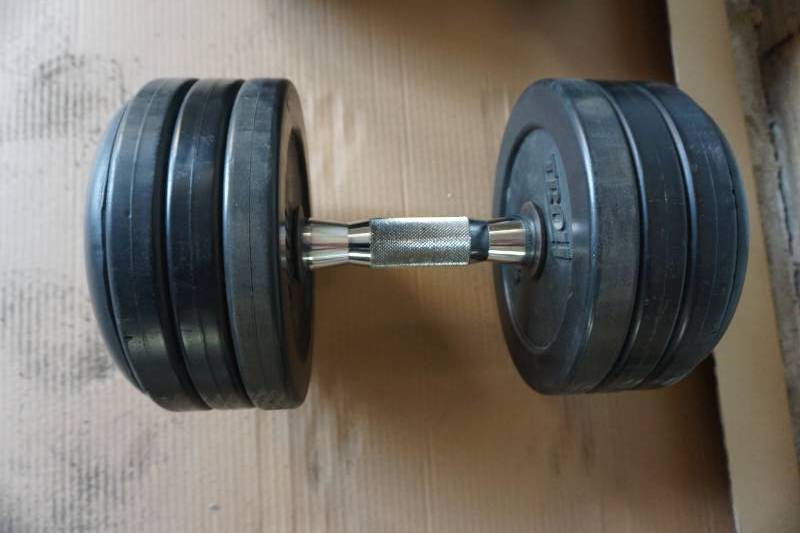 lot 9 image: Troy Brand Rubber Free Weight Dumbell - 50 lbs