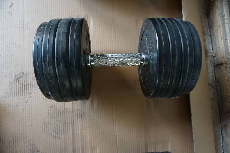 lot 10 image: Tribar Brand Rubber Free Weight Dumbell - 60 lbs