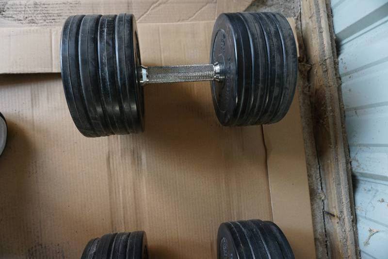 lot 12 image: Tribar Brand Rubber Free Weight Dumbell - 65 lbs