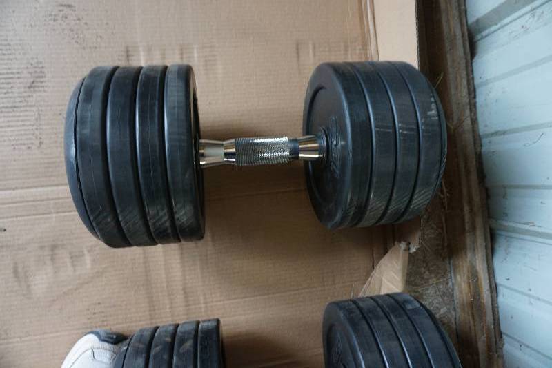 lot 15 image: Troy Brand Rubber Free Weight Dumbell - 70 lbs