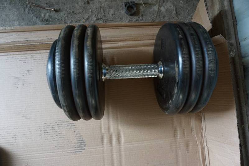 lot 16 image: York Brand Rubber Free Weight Dumbell - 75 lbs
