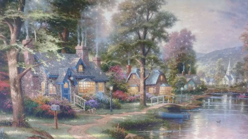 lot 21 image: Hometown Lake Signed & Numbered Print Thomas Kincade