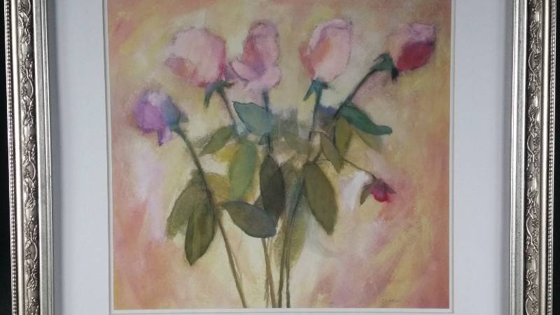 lot 24 image: Five Impressionist Roses Framed Print - Clark