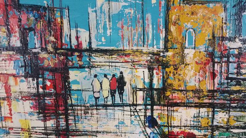lot 11 image: Original Pat Davis Oil on Board Signed