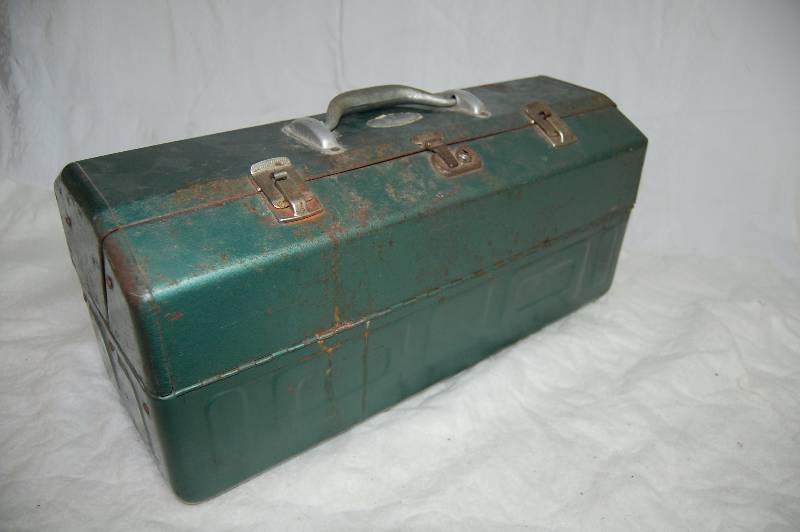 lot 228 image: Vintage Steel Tackle Box