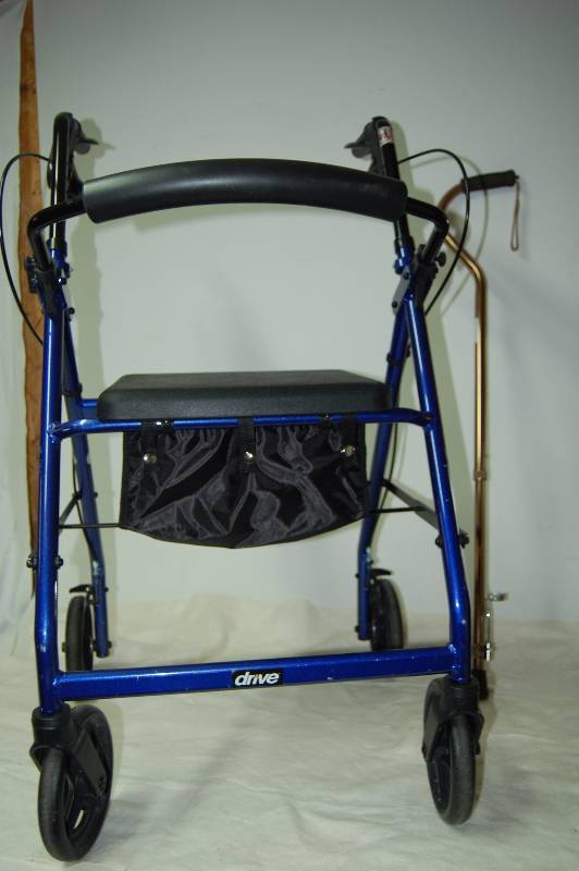 lot 317 image: 4 Wheel Seated Walker and Icepick Cane