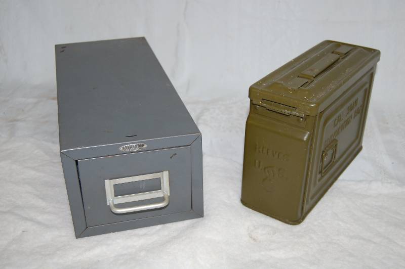 lot 329 image: Ammo Box and Steel Index Card Holder
