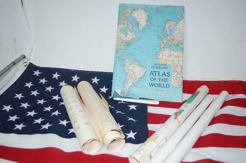 lot 369 image: American Flag with Pole and Atlas