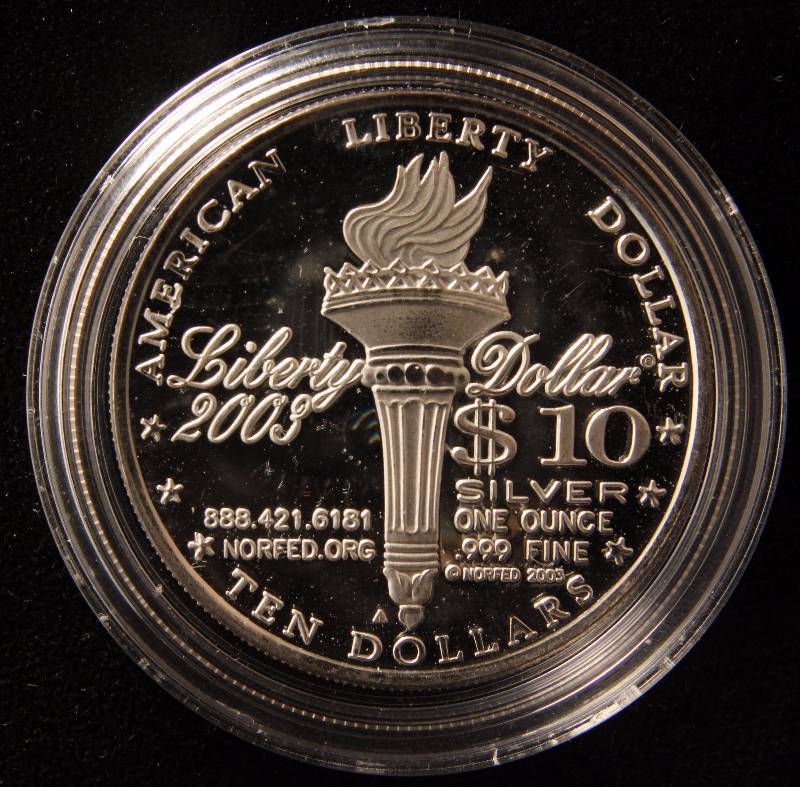 1 TROY OZ. .999 FINE SILVER ROUND 2003 NORFED $10 rare silver item