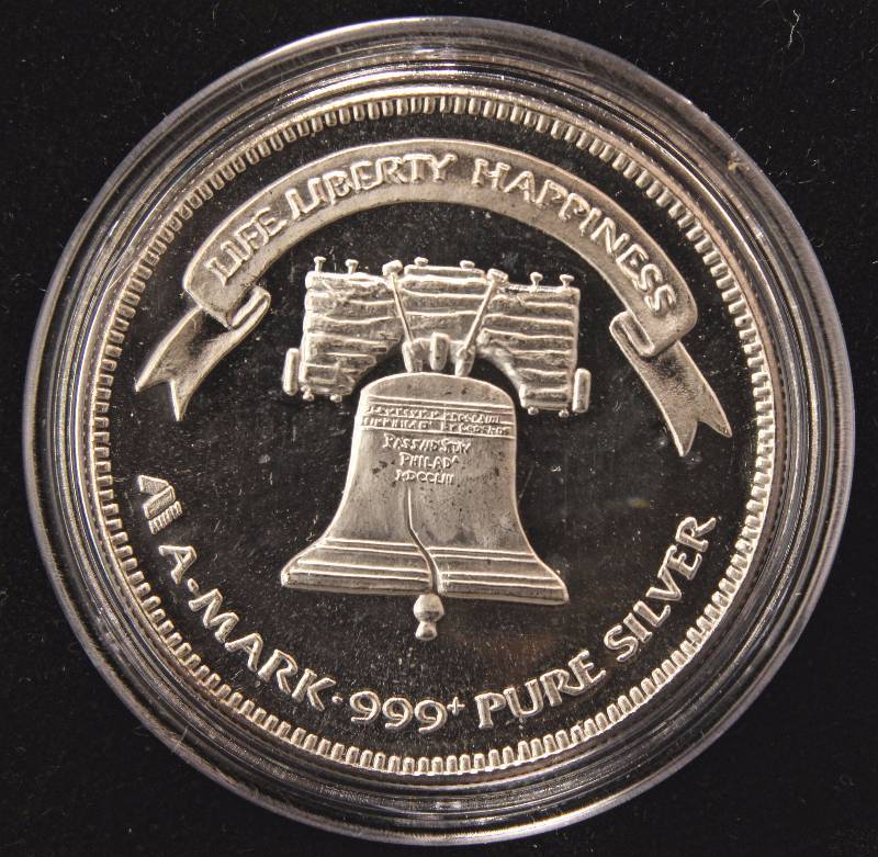 1 TROY OZ. .999 FINE SILVER VINTAGE 1983 A-MARK LIBERTY IN AIRTITE HOLDER
