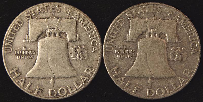GROUP OF 2 FRANKLIN SILVER HALF DOLLARS 1953S & 1954S
