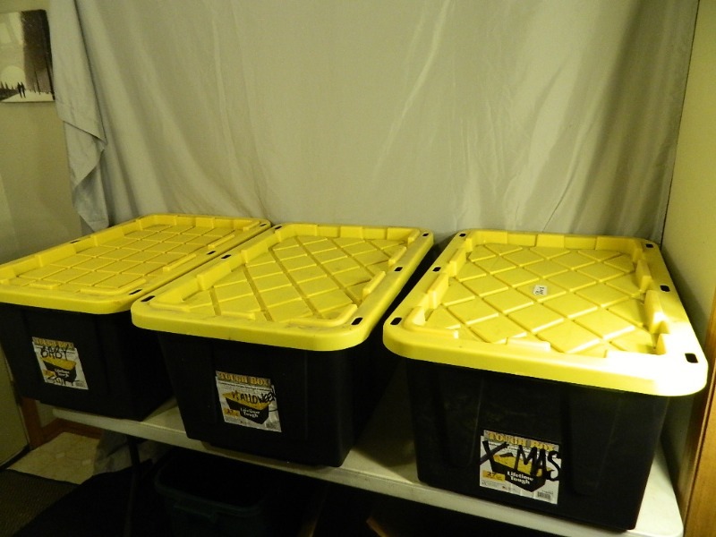 lot 46 image: 3 Construction Grade Totes with Lids