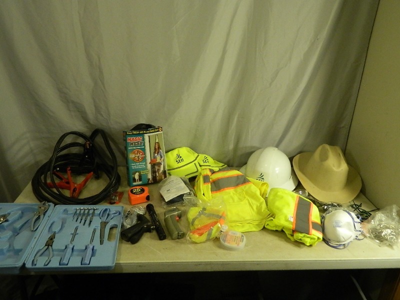 lot 65 image: Hi Vis Clothing, Jumper Cables, Tools, and More