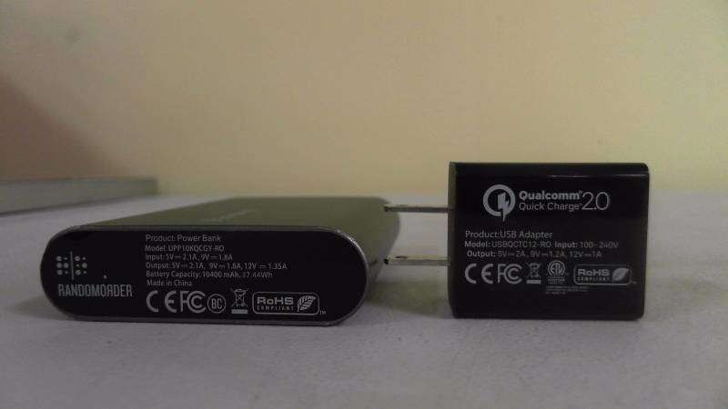 lot 461 image: Random Order Quick Charge 2.0 Portable Charger With Charger No Cord