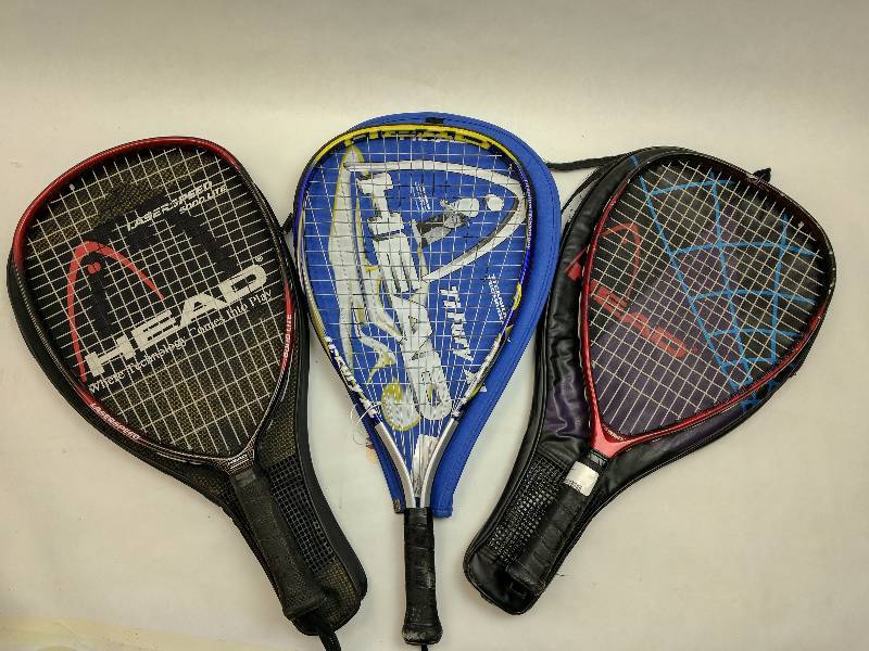 lot 65 image: Lot of 3 Raquet Ball Raquets (Pro Kennex, Head)