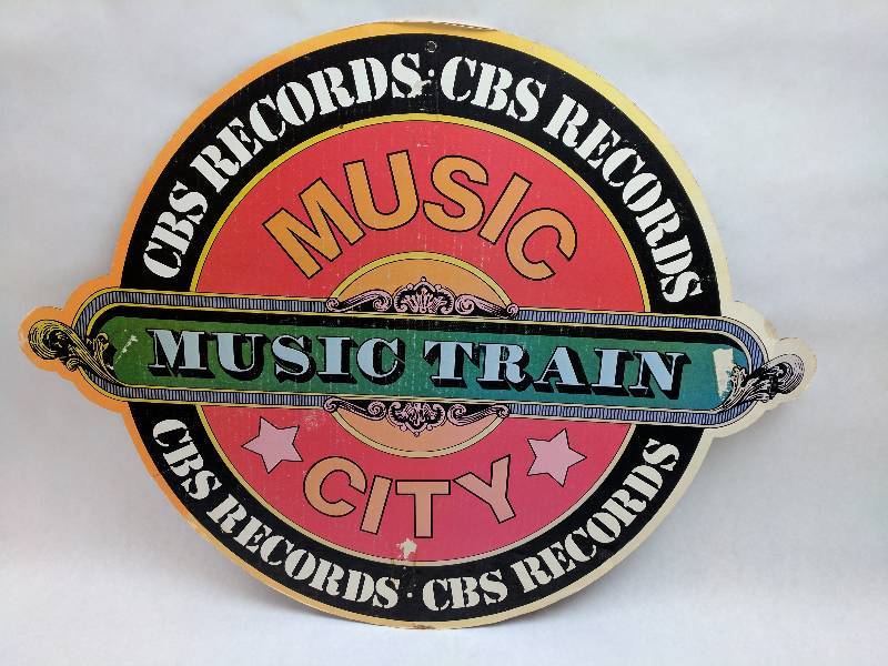lot 36 image: VINTAGE CBS RECORDS MUSIC TRAIN MUSIC CITY CARDBOARD AD