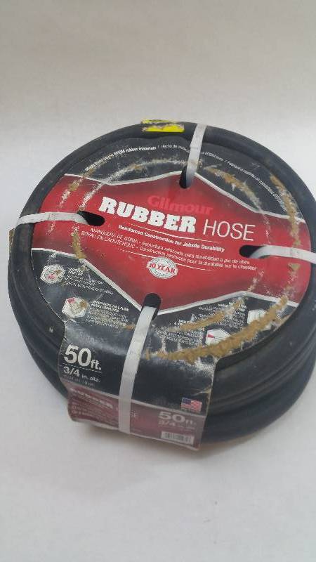 lot 402 image: Gilmour 50ft 34in dia Reinforced Rubber Hose BRAND NEW