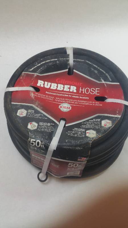 lot 407 image: Gilmour 50ft 34in dia Reinforced Rubber Hose BRAND NEW