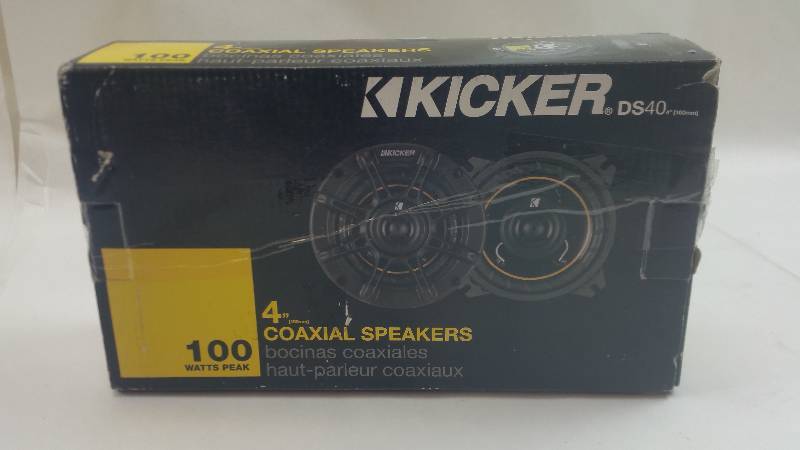lot 497 image: KICKER DS40 4in 2-way Coaxial 100 Watts Car Audio Speakers UNUSED