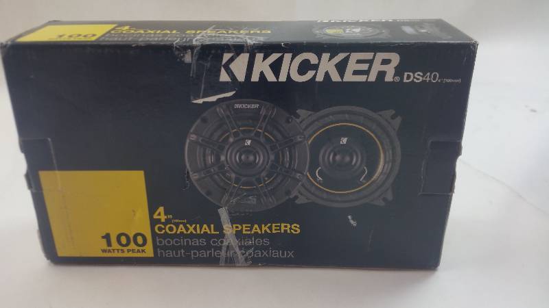 lot 498 image: KICKER DS40 4in 2-way Coaxial 100 Watts Car Audio Speakers UNUSED